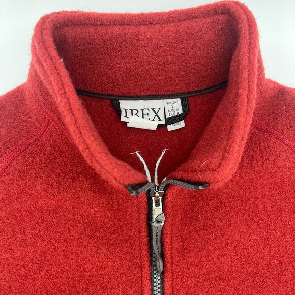 Ibex Wool Jacket Womens Large Red orange Full Zip Heavy USA Made Outdoor Hiking - Picture 3 of 9